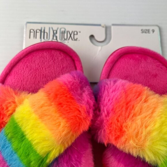 Fifth & Luxe Rainbow X Band Slippers Size 9 Fuchsia Pink - Picture 8 of 13